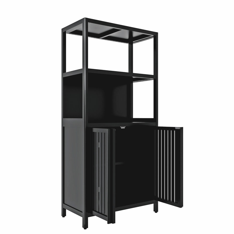 Armoire de rangement en bambou, Noir