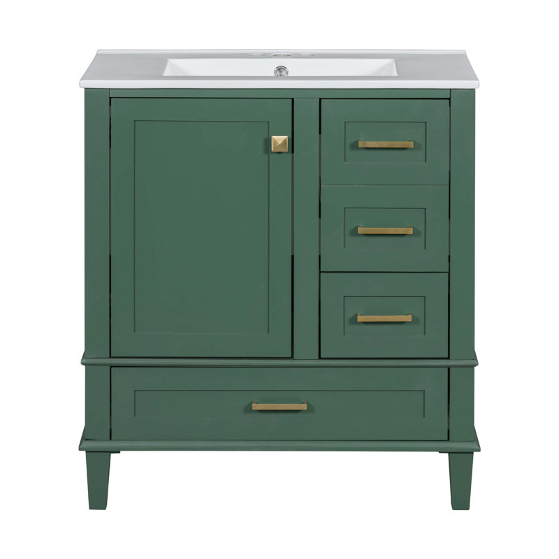 30" Bathroom Vanity, Modern Bathroom Cabinet with Sink Combo Set, Green