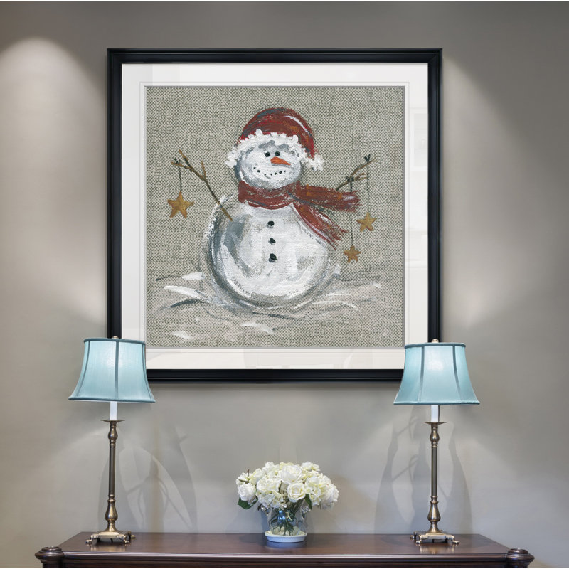 Lin bonhomme de neige I - reproduction d'art, H 16 po x l 16 po x P 1,5 po, Cadre noir