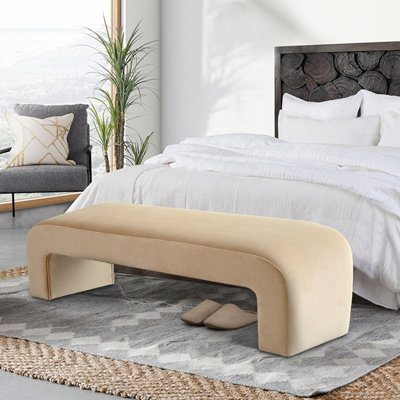 Banc de chambre pour l'entrée en velours capitonné entièrement en velours Floranda