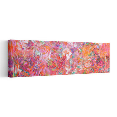 Parmi les roses, art mural abstrait coloré, printemps et été contemporain