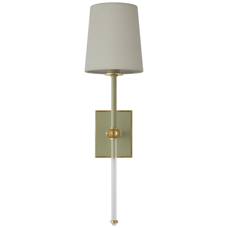 Julie Neill Lucia 21" Cordless Sconce with Linen Shade, Celadon/Crystal
