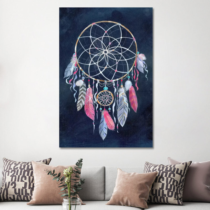 Dreamcatcher, Dark 1 Piece Wrapped Canvas Painting, 152.5 cm H x 101.5 cm W