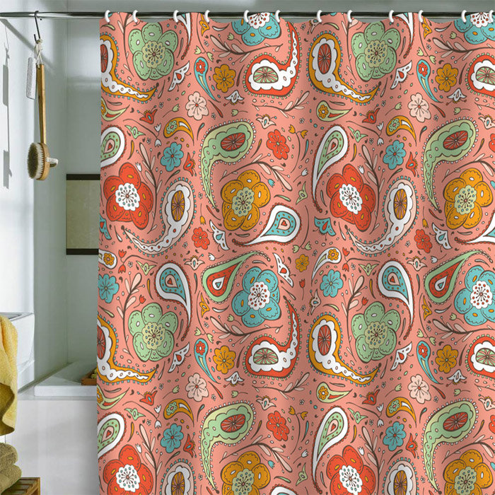 Heather Dutton Paisley Shower Curtain with Hooks Included