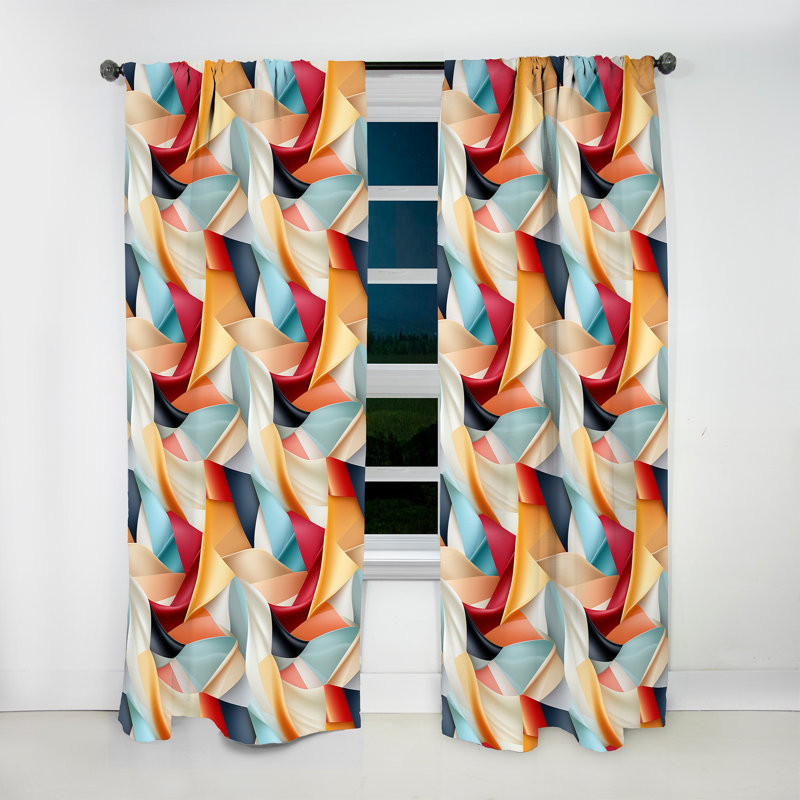 Multicolore géométrique Gridlock II - Rideau moderne - Velours obscurcissant - 1 panneau, L 52 po x L 84 po