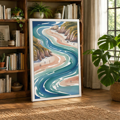 Winding River Through Stone Minimalist 1 Piece Wrapped Canvas Wall Art
