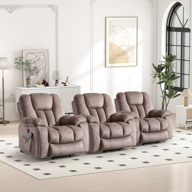 Fauteuil de massage inclinable électrique et chauffant de 40,9 po de largeur avec USB et porte-gobelets