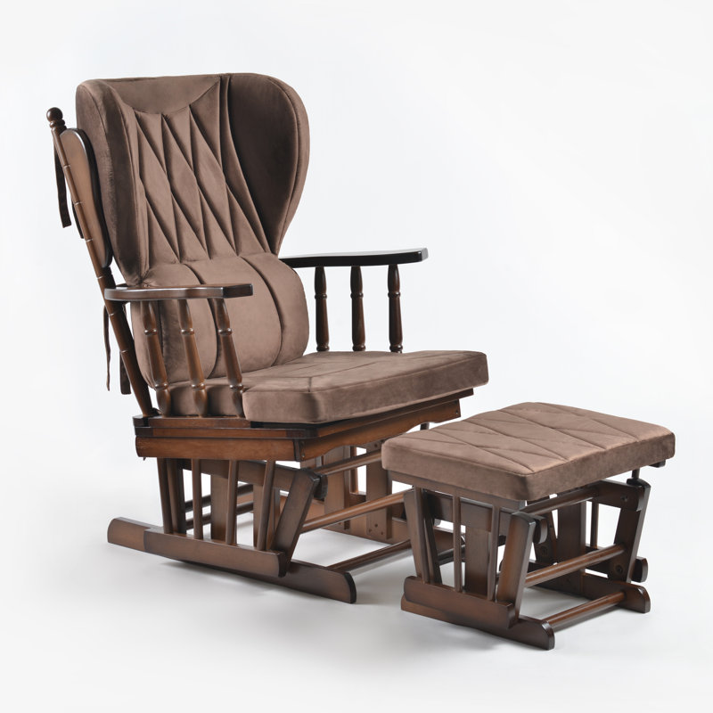 Chaise berçante et repose-pieds Azariyah Konfor, Brun, Walnut