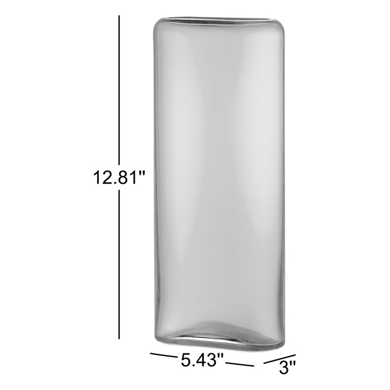 Layers Handmade Lead Free Crystal Table Vase, Amber, 12.81" H x 5.43" W x 3" D