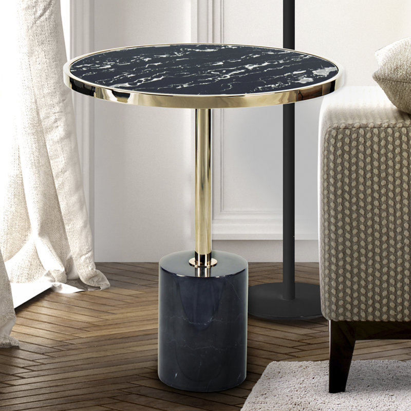 Pelham Block End Table, Black/Gold