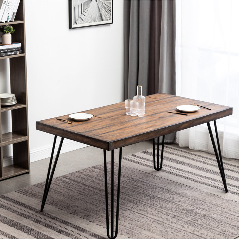 Ensemble de 6 ensembles repas: table en épingle à cheveux, 4 chaises attrayantes et ensemble de banc:, Mauve