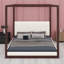 Élégante base de lit à baldaquin avec tête de lit rembourrée pour une chambre luxueuse-129942420-129942421