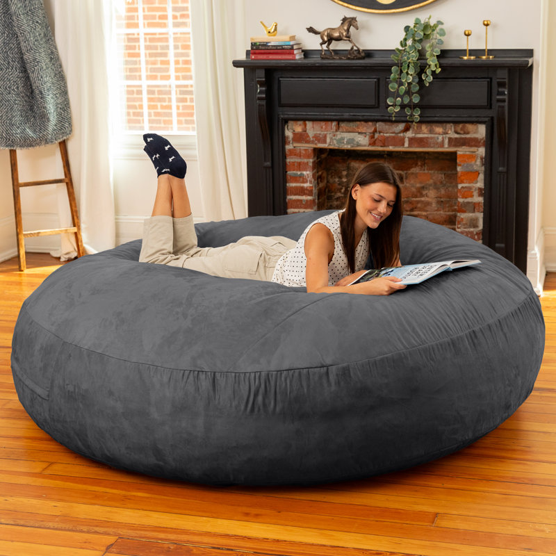 Jaxx 6 Foot Cocoon - 2-in-1 Convertible Bean Bag Bed & Large Bean Bag Chair for Adults , Black Microsuede