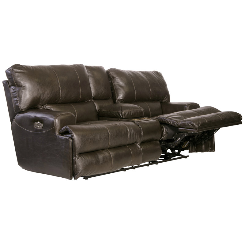 Anjuman 3 - Piece Italian Leather Match Sectional with 4 Lay-Flat Reclining Seats, Gray Leather Match, Yes, Power