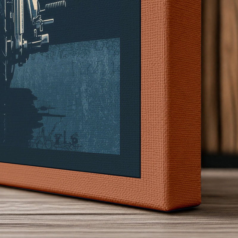 Motorcycle Head-On Modern - Wrapped Canvas, 24x16 - 61.0 x 40.6 cm, Terracotta Border