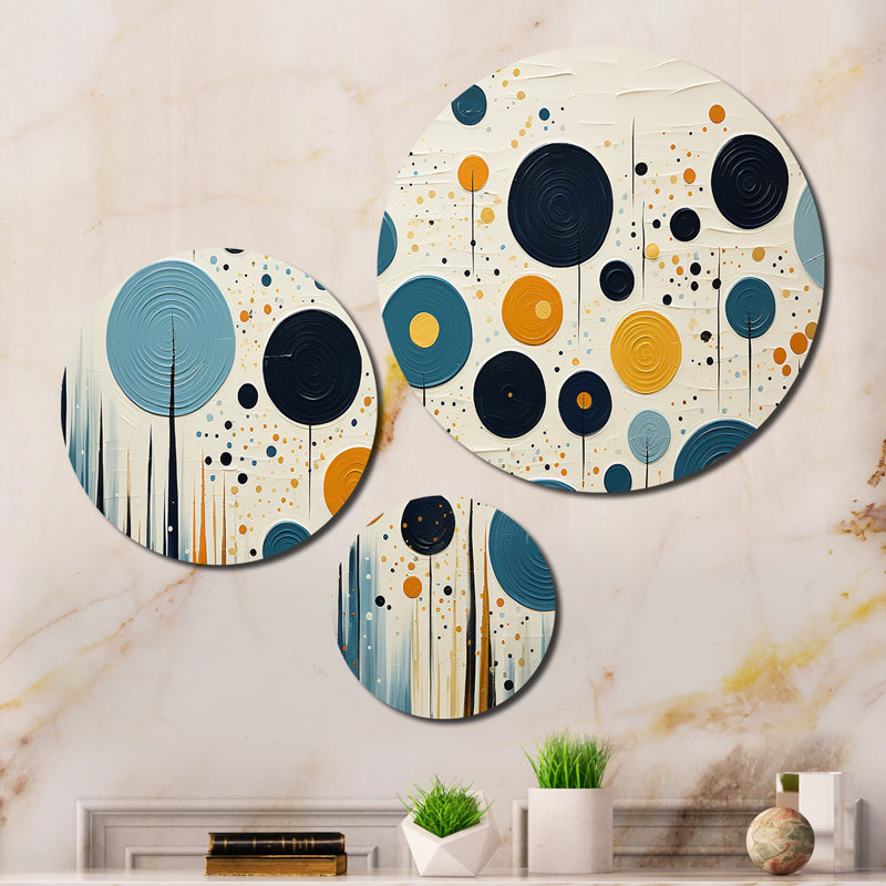 Ensemble de salon coloré en métal Mid Century Minimalist Oasis II - Collages abstraits