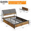 Lit plateforme tapissier avec rangement, douille intégrée et lattes de bois, aucun sommier requis-312914404