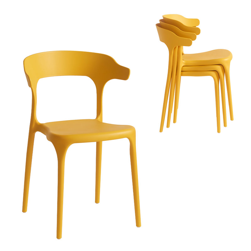 Nara Modern Stackable Dining Chair Set, No Assembly, Plastic Chair, Patio Chair, Suitable for Indoor and Outdoor Cafes and Restaurants (Set of 4)