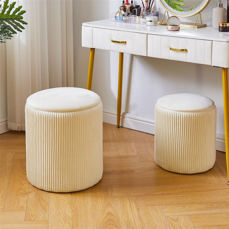 39cm Wide Footstool Ottoman, Cream