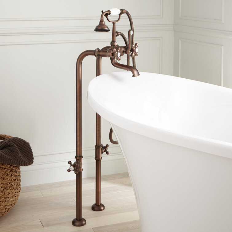 Telephone Style Floor Mounted Tub Faucet with Cross Handles