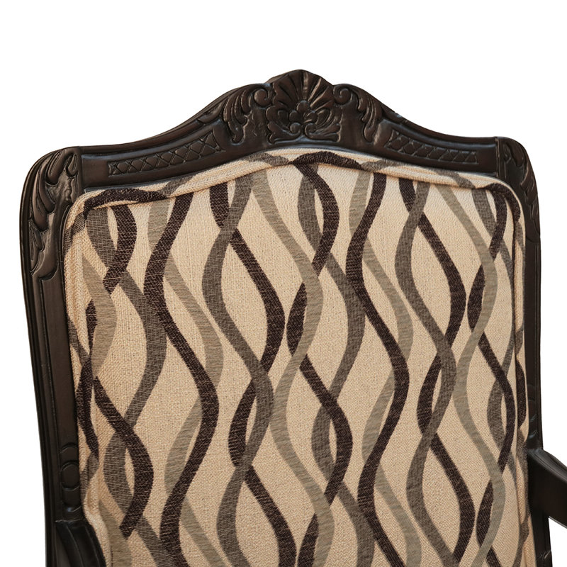 Chaise avec accoudoirs Rehana, Polyester / vinyle brun foncé