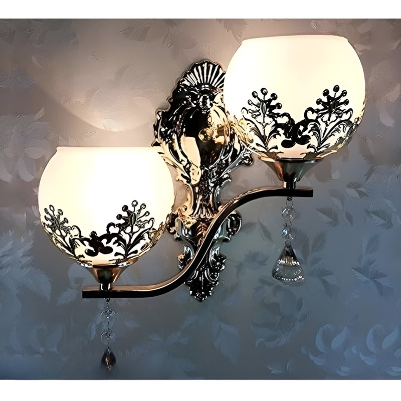 Applique murale de salle de bain 2 lumières avec embellissements en cristal (finition dorée)