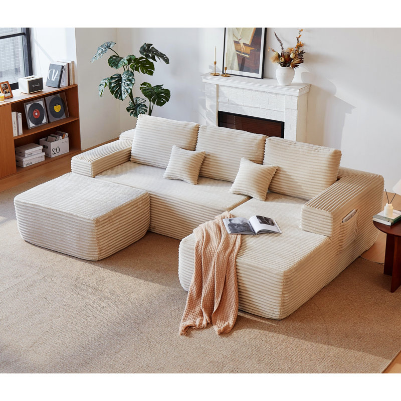 Canapé modulaire avec poches latérales, Beige