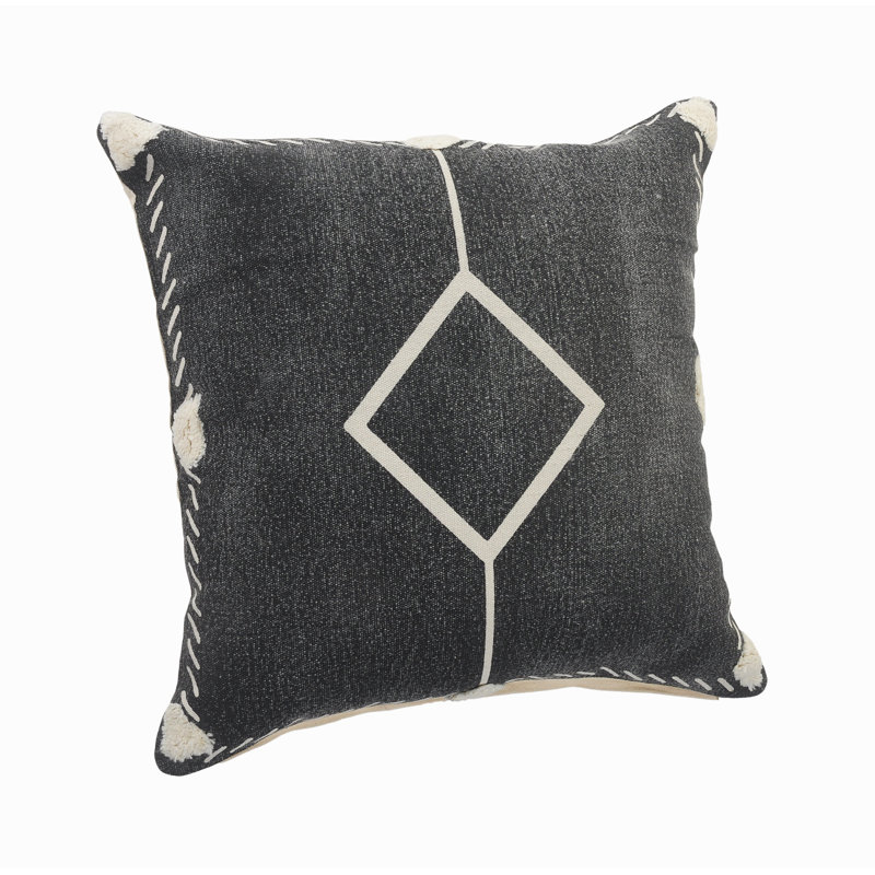 Black and White Geometric Cotton Throw Pillow Set