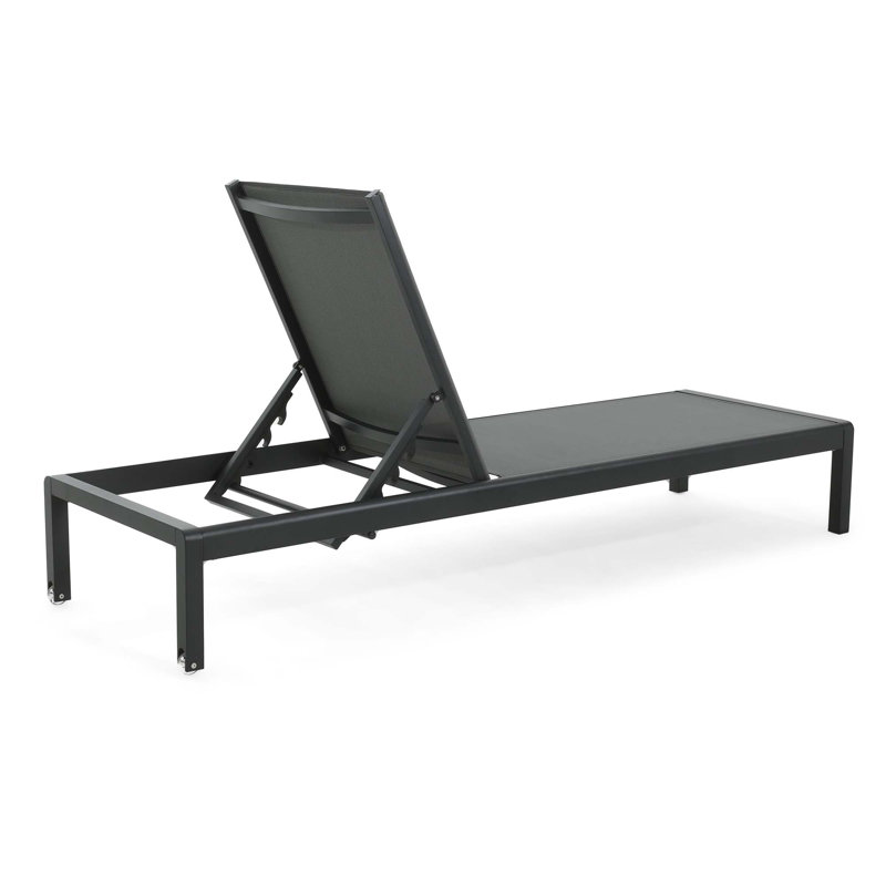Fashion Chaise Lounge For Outdoor, 2, 11.75" H x 77.5" W x 25.25"D, Black