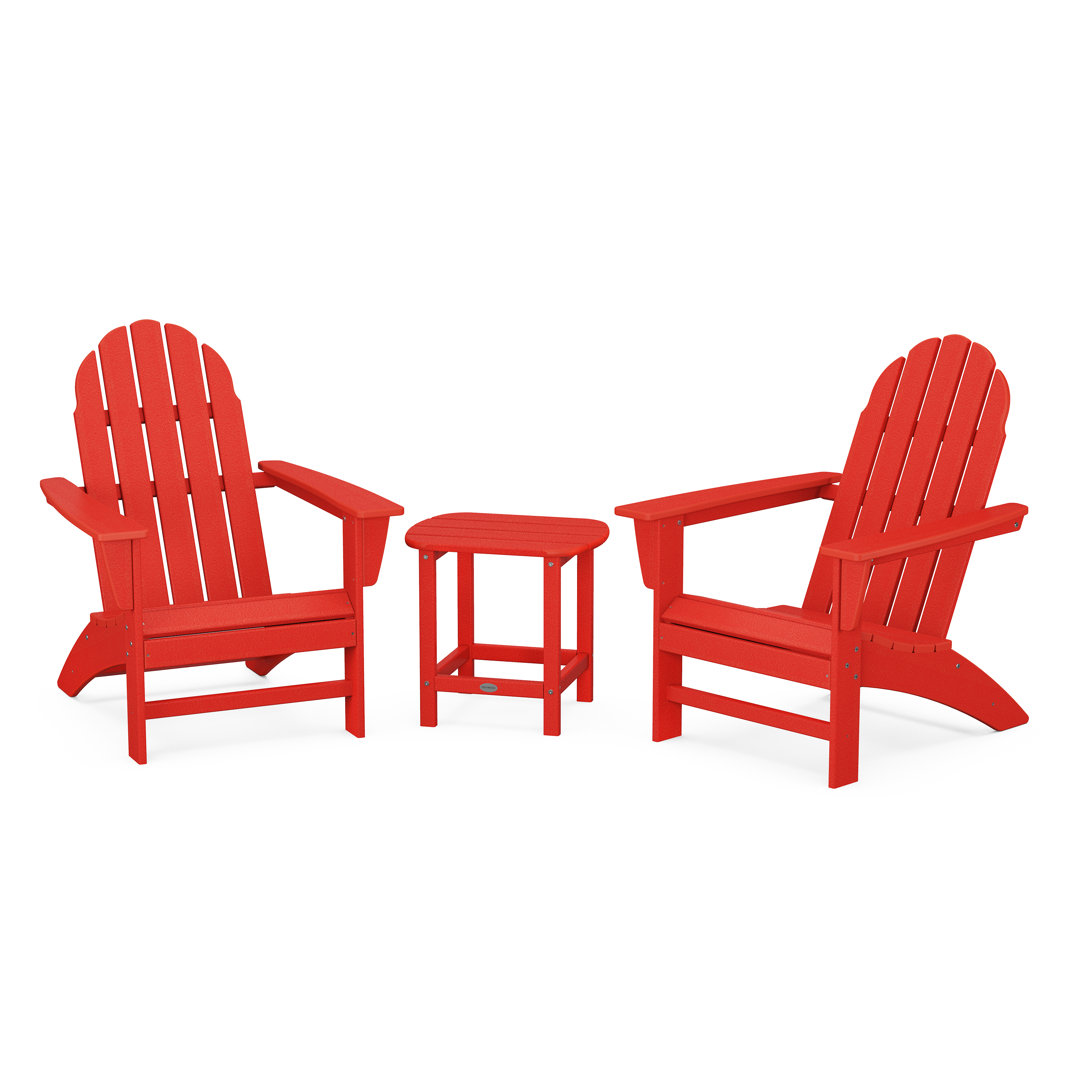 Vineyard 3-Piece Adirondack Set with South Beach 18" Side Table (Set of 3) POLYWOOD® 