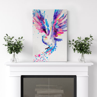 Bright Watercolor Cute Bird Flying Wings  Print