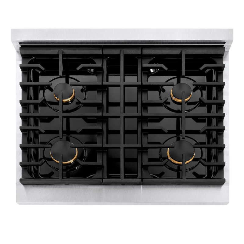 ZLINE Autograph 30" Paramount Dual Fuel DuraSnow® Range w/ White & Gold Accents (SDRSZ-WM-30-G)