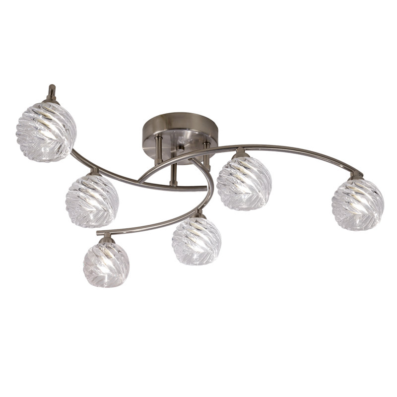 Colten Glass Semi Flush Mount, Satin Nickel