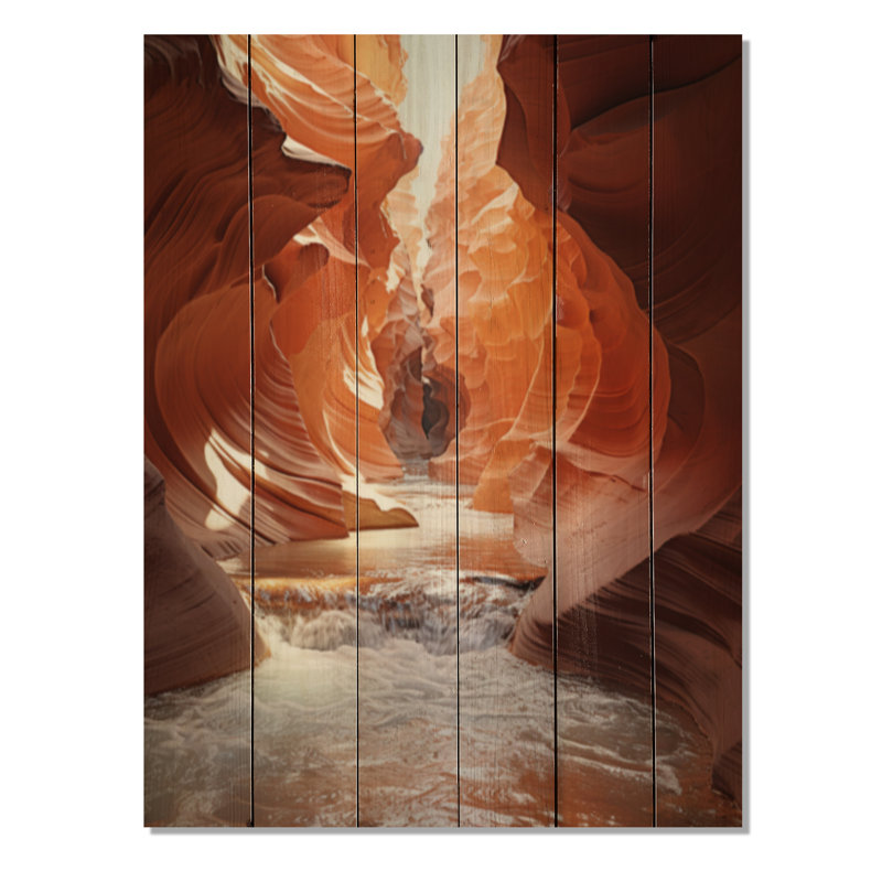 Mirage de canyon beige et orange sur bois, H 32 po x l 24 po x P 0,78 po
