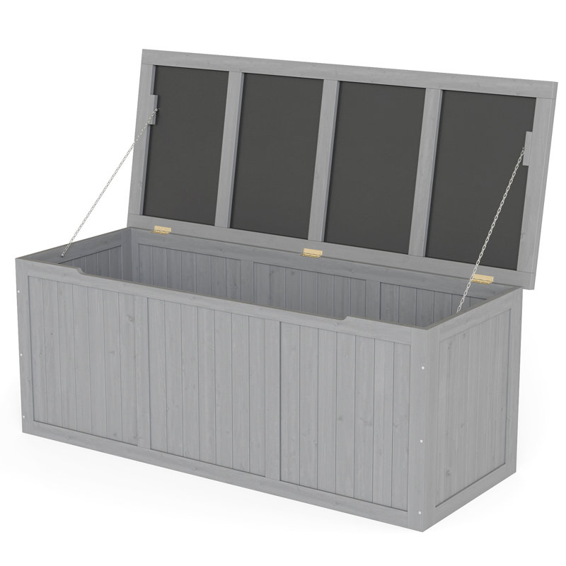Outdoor Solid Wood 112 Gallon Deck Box For Storing Patio Furniture, Pool Accessories, And Garden Tools - Stylish Storage Design Areas With Seat Table Function Spacious Weather- Option