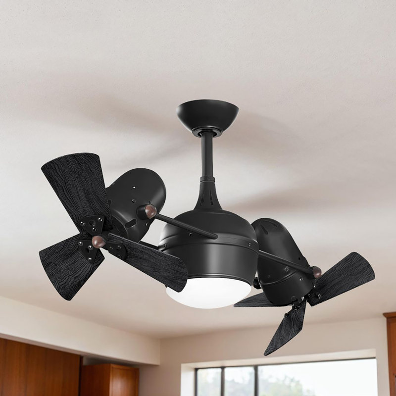41" Dagny 6-Blade Dual Ceiling Fan with Wall Remote, Matte Black, Matte Black