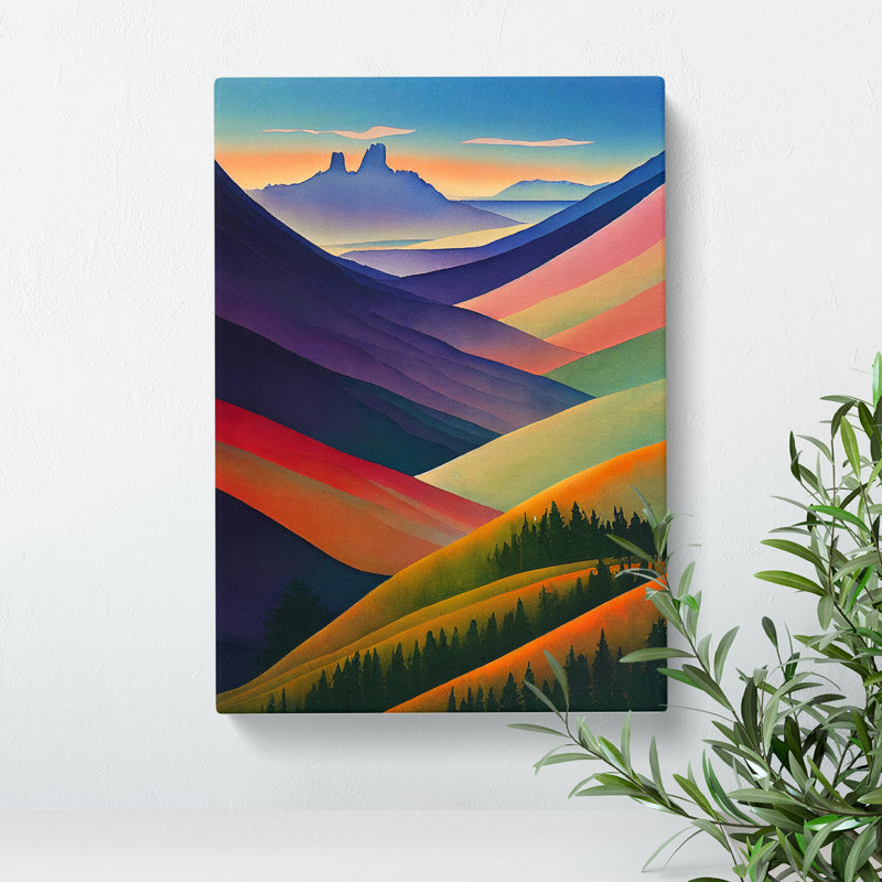 Mountain Landscape Painted No.6 - Wrapped Canvas, 50cm H x 35cm W x 3cm D