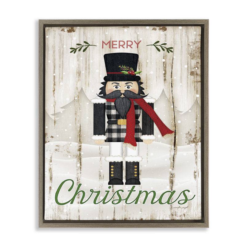 «Merry Christmas Winter», art mural encadré flottant par Jennifer, H 21 po x l 17 po, Cadre flottant orme Montalcino
