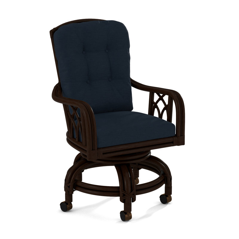 Edgewater Castered Arm Chair, Java, Blue Buffalo Check; 0120-61