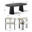 Table de salle à manger à piédestal extensible de 47 po à 85 po avec chaises capitonnées ovales et noires-1243203331