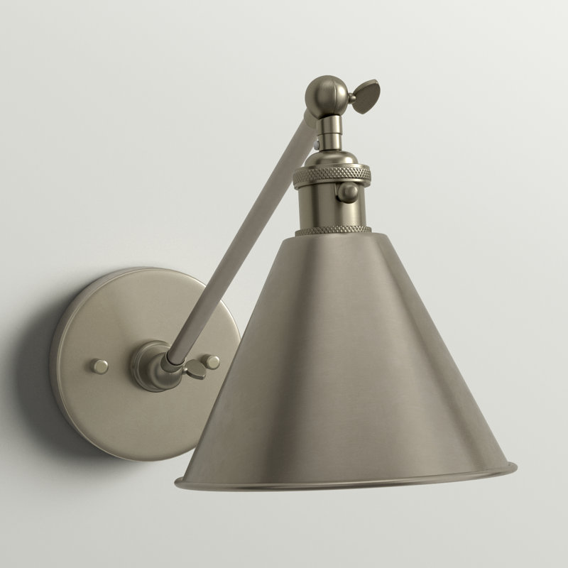 Barthel Steel LED Armed Sconce, Brushed Nickel, No