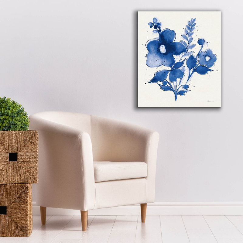 Art mural sur toile Epic Graffiti «Contemporary Blooms Blue 4 V2» par Shirley Novak, H 30 po x l 26 po x P 1,5 po