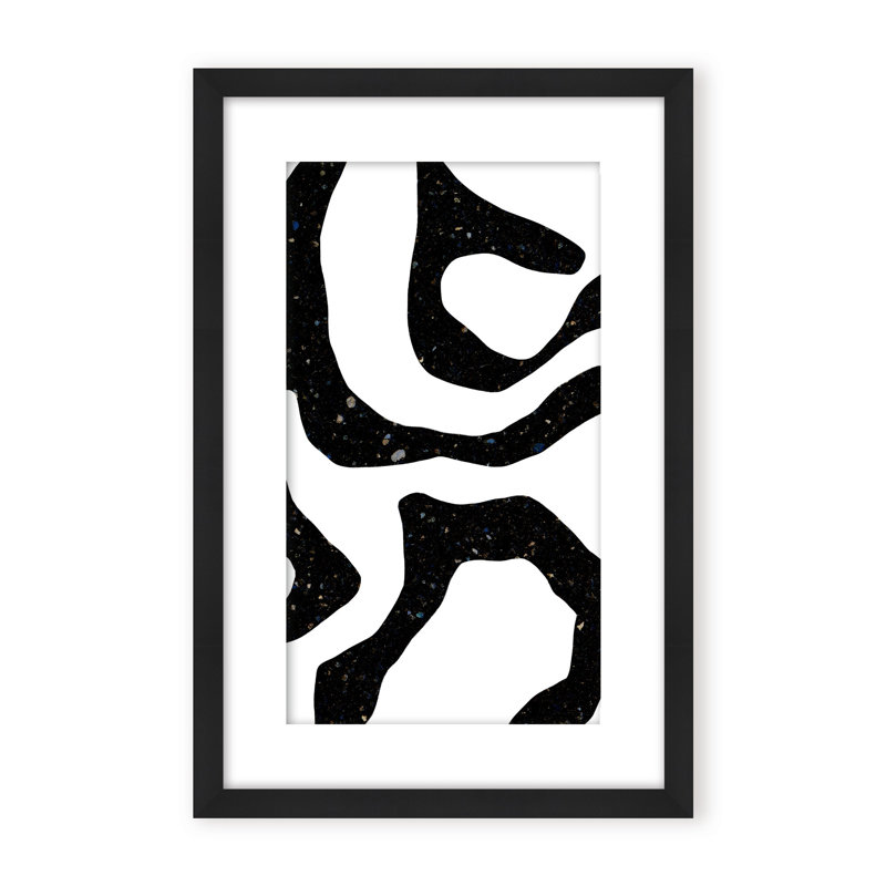 Abstract Black Gems by  - Picture Frame Painting on Paper, 48" H x 32" W x 1.125" D, Black, Framed Print