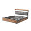 Industrial Upholstered Storage Bed With 4 Drawers, European Double & King Size Bed Frame With LED Headboard & USB Ports, Rustic Oak & Black-1482282394