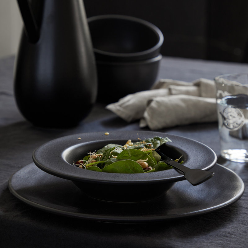 Roda 11oz. Handmade Stoneware Pasta Plate, Ardosia