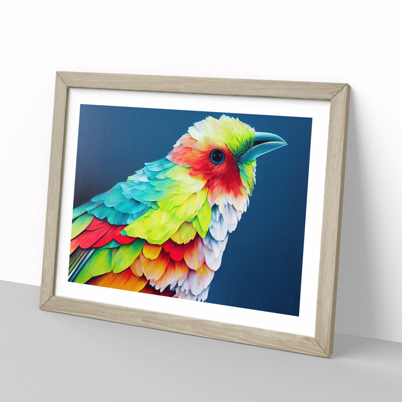 Colourful Bird Vol.2 - Framed Print, 25cm H x 34cm W x 2cm D, Oak