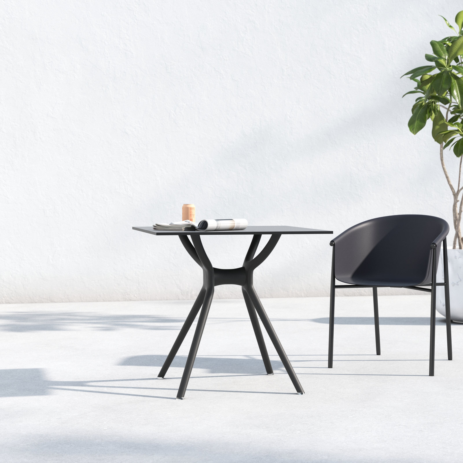 Farrah 31" W Square Patio Dining Table, Black