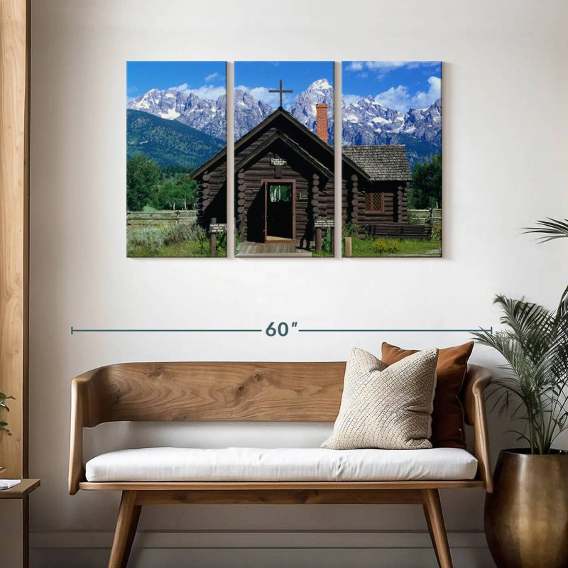 Chapelle en rondins de bois, H 28 po x l 45 po