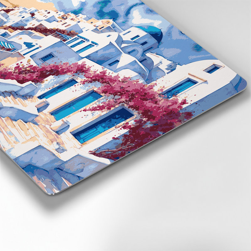 Villes, Mykonos, Grèce, art mural en métal gris, H 144 po x l 216 po x P 0,05 po