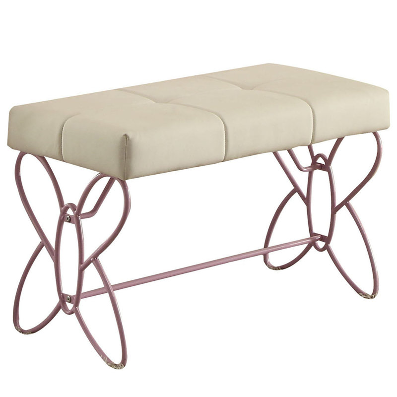 Banc capitonné blanc et rose clair